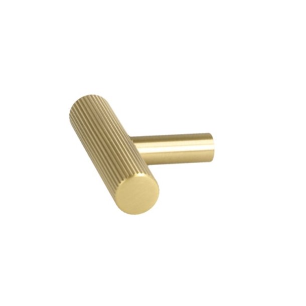 Linjeret T-Bar "Justa" - Brstet Messing med Lak - 50mm