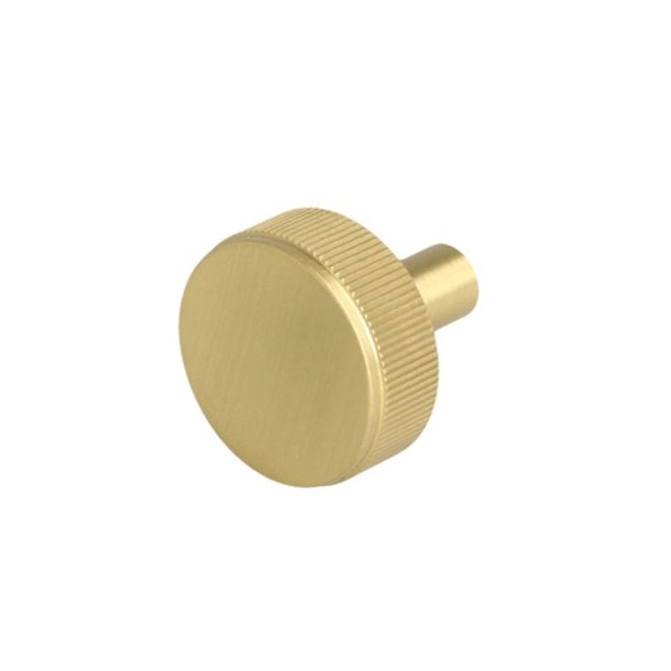 Linjeret Knop "Justa" - Brstet Messing med Lak - 32mm