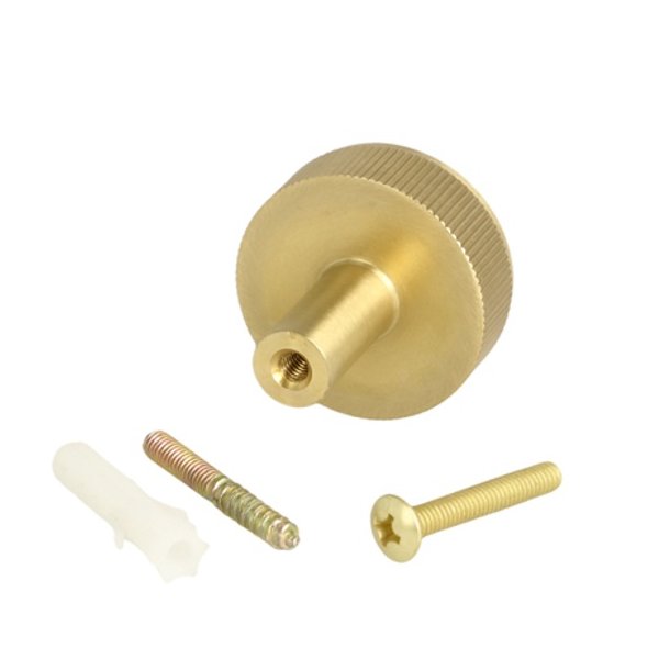 Linjeret Knop "Justa" - Brstet Messing med Lak - 32mm