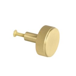 Linjeret Knop "Justa" - Brstet Messing med Lak - 32mm