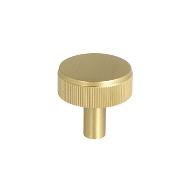 Linjeret Knop "Justa" - Brstet Messing med Lak - 32mm