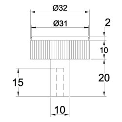Linjeret Knop "Justa" - Mat Sort - 32mm