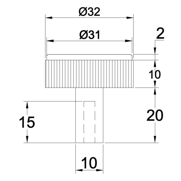Linjeret Knop "Justa" - Mat Sort - 32mm