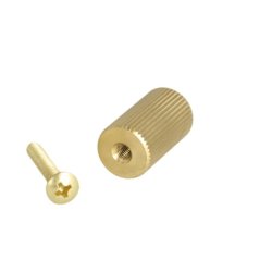 Linjeret Knop "Justa" - Brstet Messing med Lak - 14mm