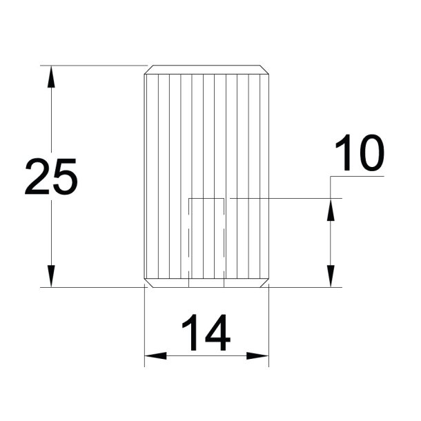 Linjeret Knop "Justa" - Mat Sort- 14mm
