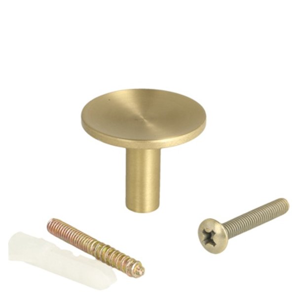 Mbelknop "Maia" - Brstet Messing med Lak - 28mm