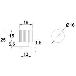 Mbelknop "Justa" - Brstet Stl Look - 16x25mm