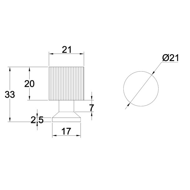 Mbelknop "Justa" - Mat Sort - 21x33mm