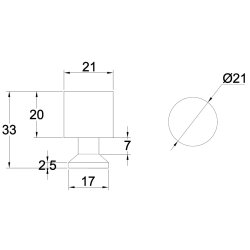 Mbelknop "Fauna" - Brstet Stl Look - 21x33mm