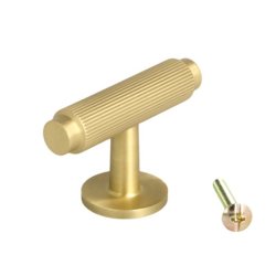 Linjeret T-Bar "Justa" - Brstet Messing med Lak - 56mm