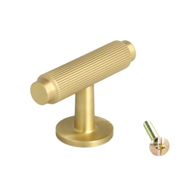 Linjeret T-Bar "Justa" - Brstet Messing med Lak - 56mm