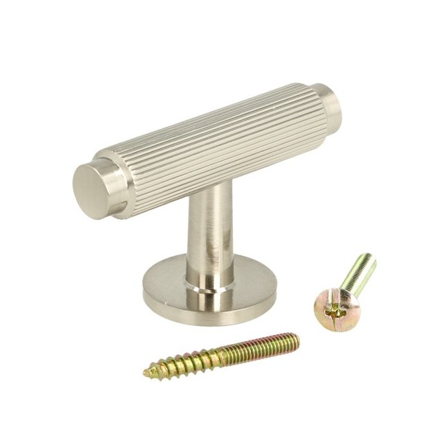 Linjeret T-Bar "Justa" - Brstet Stl Look - 56mm