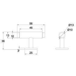 Linjeret T-Bar "Nox" - Mat Sort - 56mm
