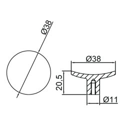 Mbelknop "Flora" - Sort - 38mm