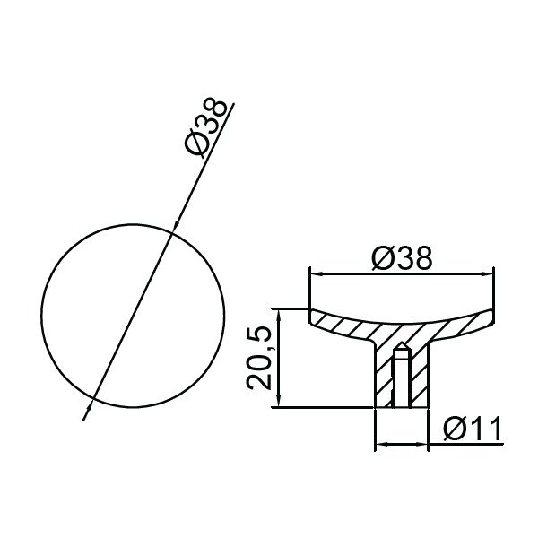 Mbelknop "Flora" - Brstet Messing - 38mm