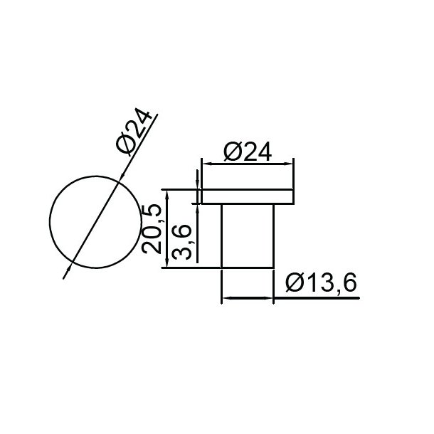 Mbelknop "Rhea" - Brstet Stl Look - 24mm