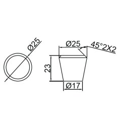 Mbelknop "Vesta" - Brstet Stl Look - 25mm