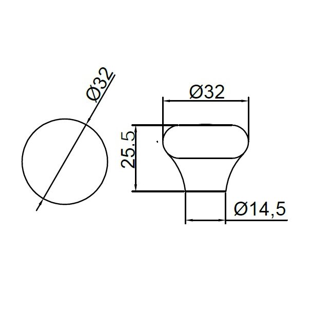Porcelnsknop "Julia" - Hvid - 32mm