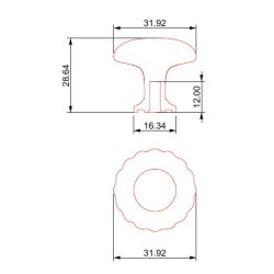 M�belknop "Livia" -  B�rstet Messing - �30mm