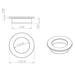 Sklgreb "Mino"- 40mm - Brstet Rustfri Stl