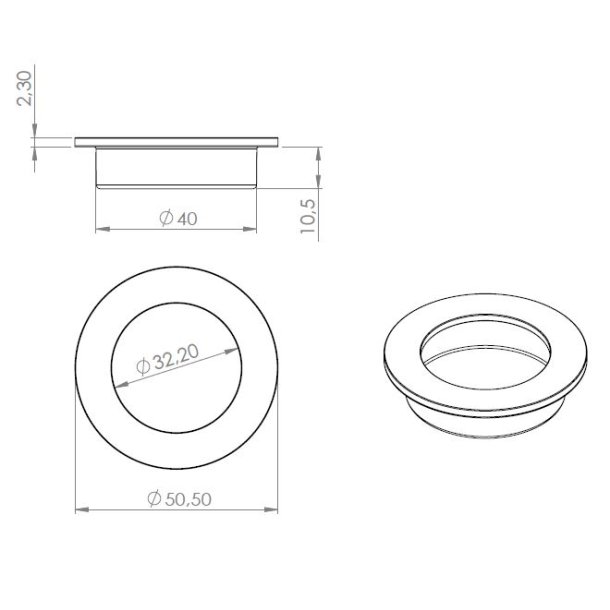 Sklgreb "Mino"- 40mm - Brstet Rustfri Stl
