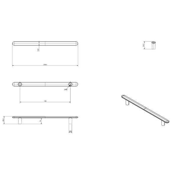 Linjeret Greb "Lina" - B�rstet Messing - cc 160mm