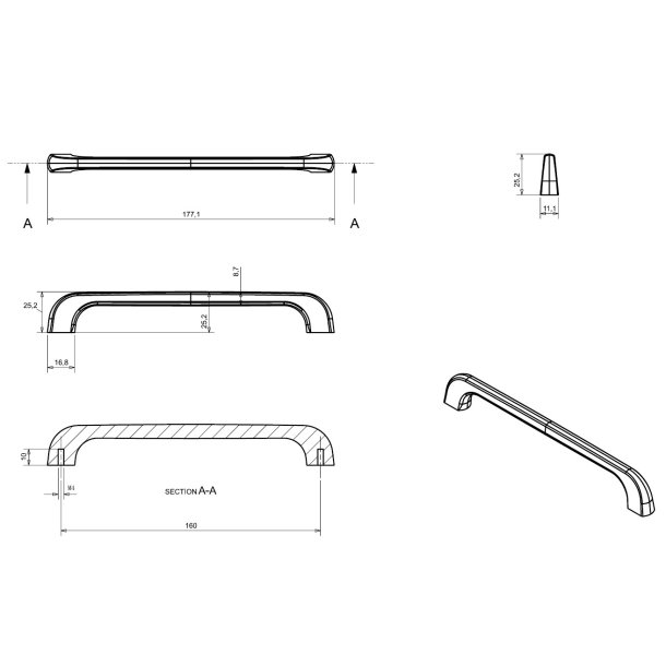 Greb "Mara" - B�rstet Messing - cc 160mm