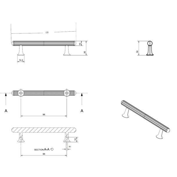 Riflet Greb "Oria" - B�rstet Messing - cc 96mm