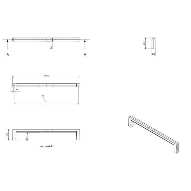 Greb "Primo" - B�rstet Messing - cc 160mm