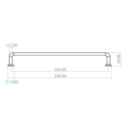 Greb "Diana" - Poleret Messing med Lak - cc 224mm