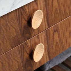 Mbelknop "Quail" - Lakeret Eg - 64mm