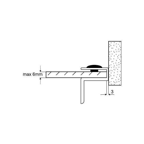 Greb "Tora" til 4-6mm Glas - uden Hulboring - Sort