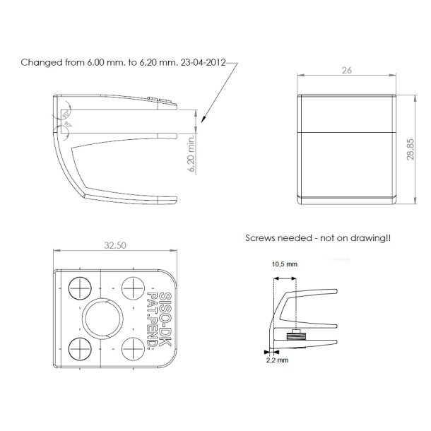 Greb "Sigyn" til 4-6mm Glas - uden Hulboring - Alu Look