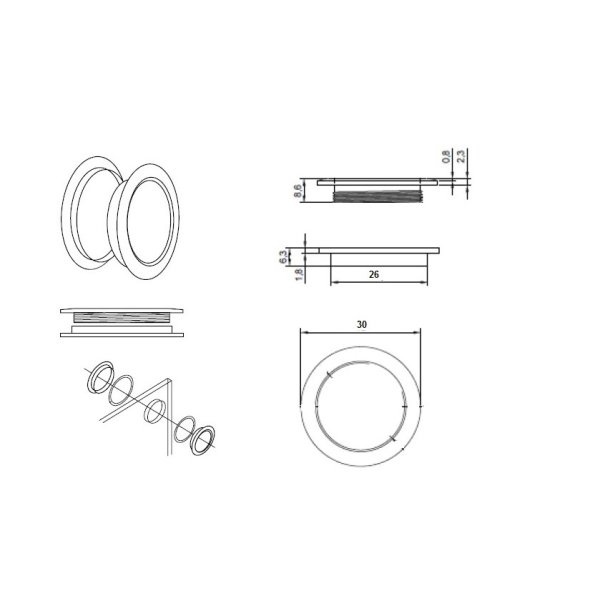 Sklgreb "Toke" til Glas 30mm - Poleret Messing