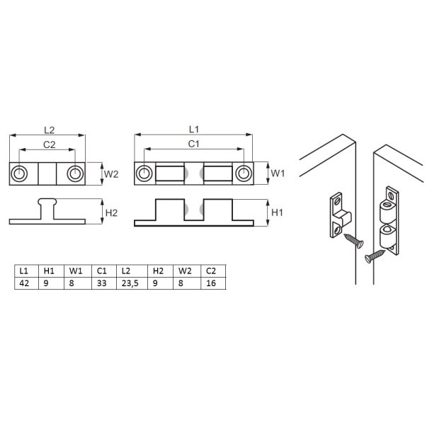 Kuglesnapls 42x8mm - Messing