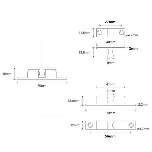 Kuglesnapls 69x12mm - Messing