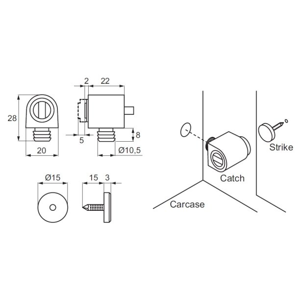 Magnetls Hvid - med 4Kg Holdekraft