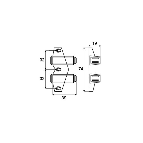 Tryk-bnebeslag med Magnet - Dobbelt - Sort