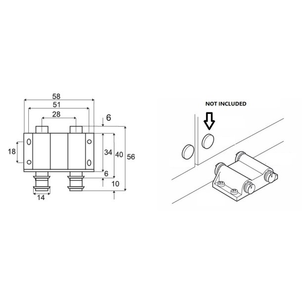 Tryk-bnebeslag med Magnet - Dobbelt - Hvid