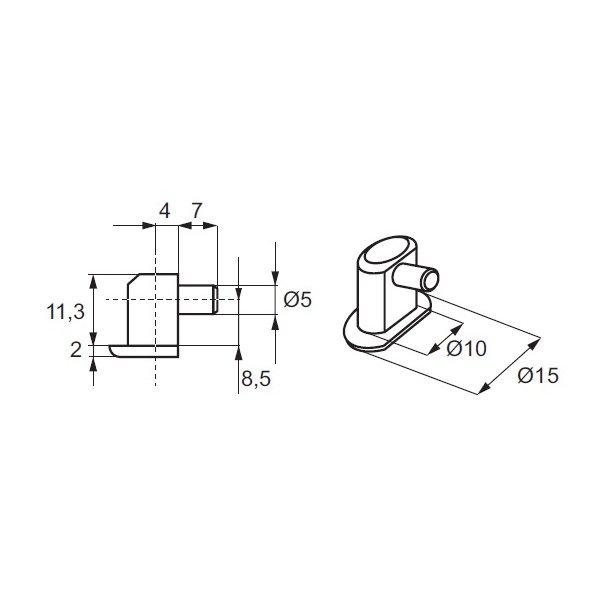 Hyldebrer - Brun Plast - 5mm Pind