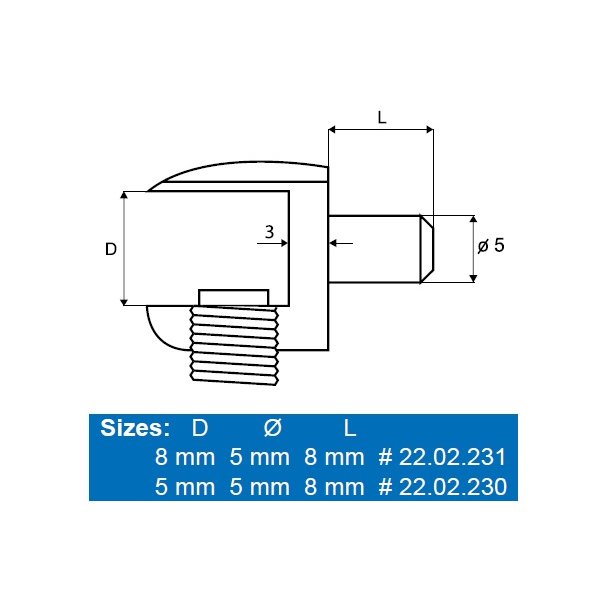 Glashyldeholder 8mm Glastykkelse - Forniklet