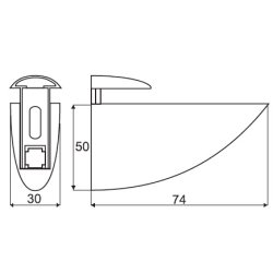 Glashyldeholder 4-19mm Glastykkelse - Mat Nikkel  Finish