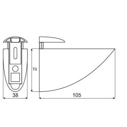 Glashyldeholder 4-40mm Glastykkelse - Rustfri Stl Look