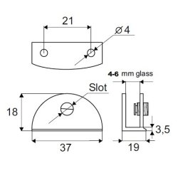 Glashyldeholder 4-5mm Glastykkelse - Krom Finish