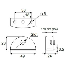 Glashyldeholder 7-10mm Glastykkelse - Forkromet