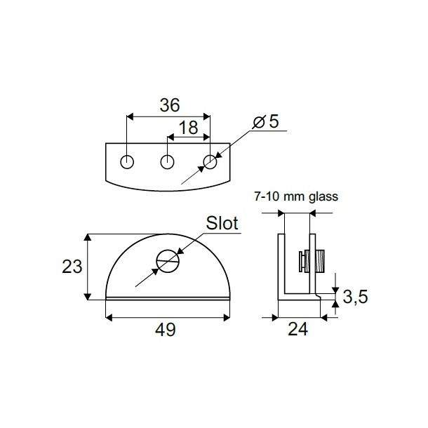 Glashyldeholder 7-10mm Glastykkelse - Forkromet
