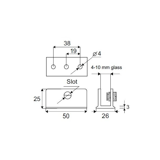 Glashyldeholder 4-10mm Glastykkelse - Forkromet