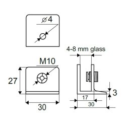 Glashyldeholder 4-8mm Glastykkelse - Aluminium Finish