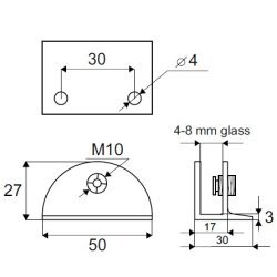 Glashyldeholder 4-8mm Glastykkelse - Forkromet