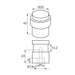 Drstopper "Moth" -  Rustfri Stl  - 30x40mm